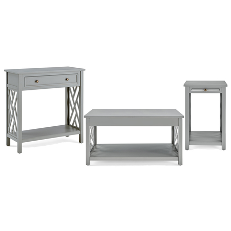 ALATERRE FURNITURE Coventry 36" Coffee Table, End Table with Tray and Console/TV Table, Color: Gray ANCT02141840